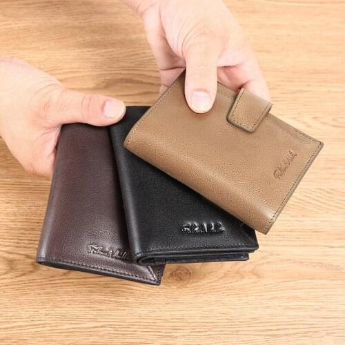 Vintage Leather Men Wallet 2021 Multi-function Short Mens Wallet Zipper Buckle Coin Purse Luxury Brand Multi-card Pocket Clutch