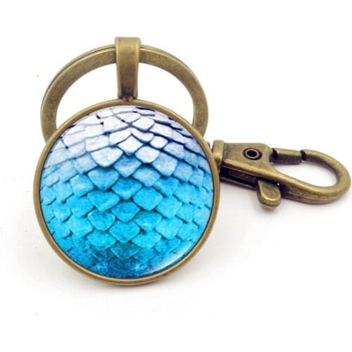 WG 1pc Vintage Color Dragon Egg Pendant Keychain Ornaments Metal Time Gem&stone Keychain For Female Car Key Chain Bag Pendant