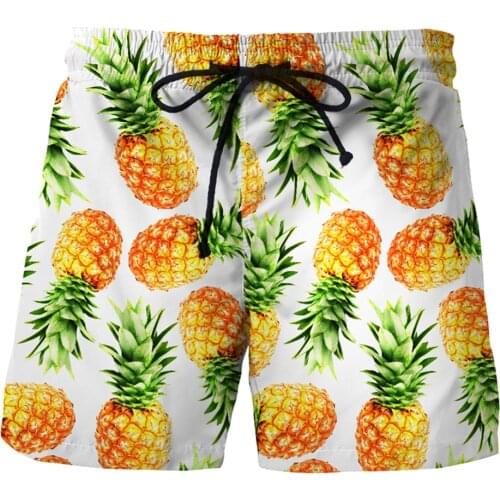 Bright Color Pineapple Printing Hot Mens Board Shorts Surf Beach Shorts Swim Trunks