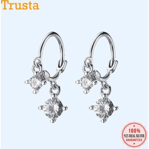 Trustdavis Womens Fashion 100% 925 Sterling Silver Gothic Dazzling CZ Stud Earrings For Wedding Party Silver 925 Jewelry G6120