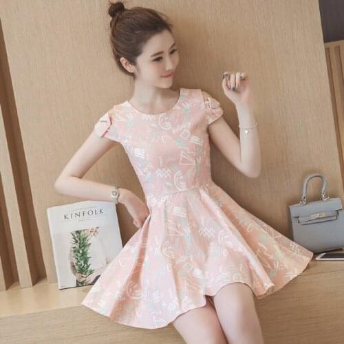 Womens Fashion Sleeveless Dress 2021 Spring/Summer Slim Temperament Korean Style Western Casual Printed Dress
