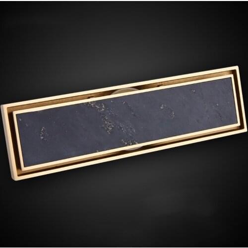 Gold Pure brass 300*83mm bathroom Rectangle Linear Invisible Shower Drain Floor Strainer drainer with Tile Insert Grate