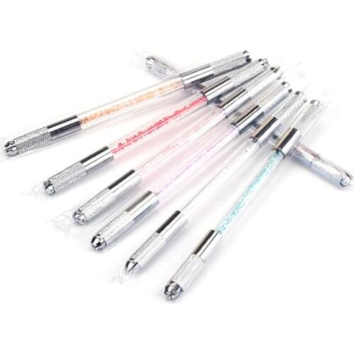 1Pcs Microblading Handles Flat And Round Needle Blade Tebori Pen Microblading Holder Double Head Eyebrow Embroidery Hand Tool