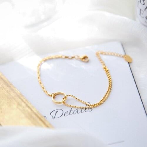 2020 new personality hollow half chain double chain titanium steel bracelet simple wild temperament bracelet female jewelry