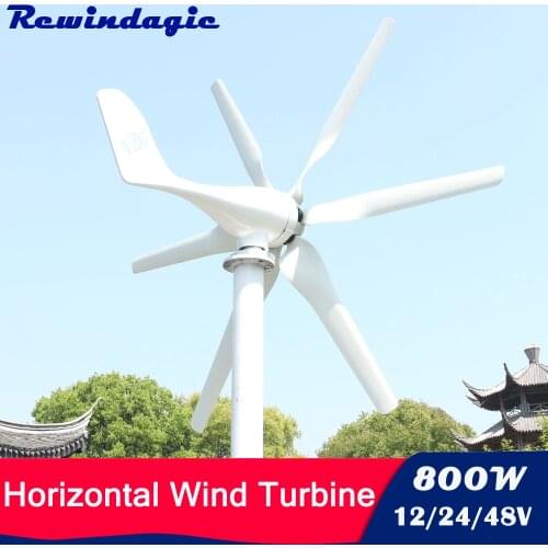 800w 3 Phase AC 12v 24v 48v Axis Horizontal Wind Turbine Generator With Auto PMW or MPPT Controller Free Power Homeuse Windmill