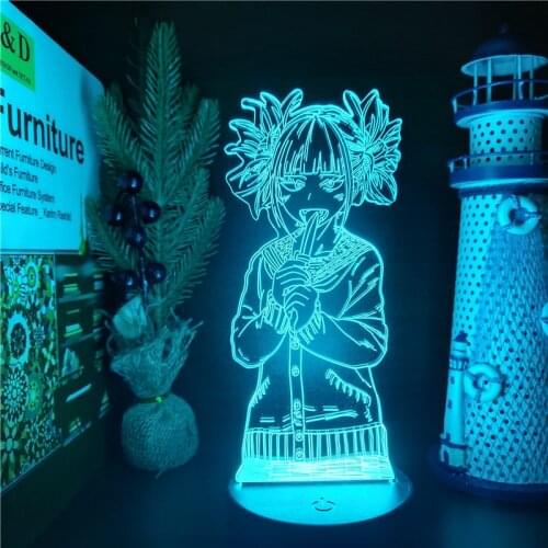 3D Night Light My Hero Academia Himiko Toga LED Lamp Cross My Body Led Anime Figure Manga Lampara Boku No Hero Lighting Lampe
