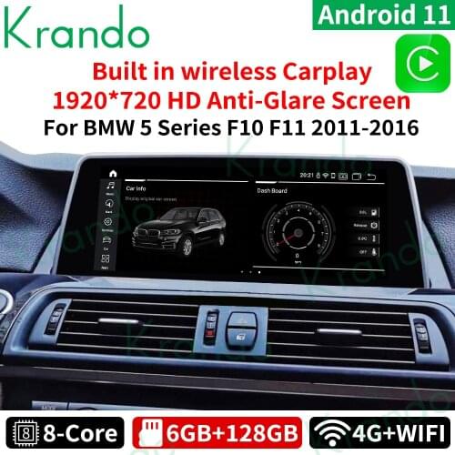 Krando Android 10.0 4+64gb 10.25'' Car Dvd Audio Player for BMW 5 Series F10 F11 2011-2016 Car Gps Multimedia Player System
