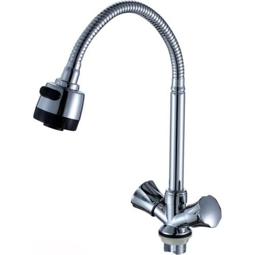 Free shipping Dual handle single hole kitchen faucet with zinc alloy kitchen sink water faucet from DONA Sanitary
