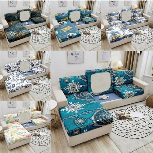 Navigation Compass Elastic Spandex Sofa Seat Cushion Cover Stretch Corner Sofa Seat Covers Sectional Couch Cover Sofa Protector