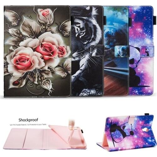 Tab a Tablet Case for Samsung Galaxy Tab A 10.5 2018 SM-T590 T595 T597 Rose Tiger Pattern Stand Flip Pu Leather Protective Cover