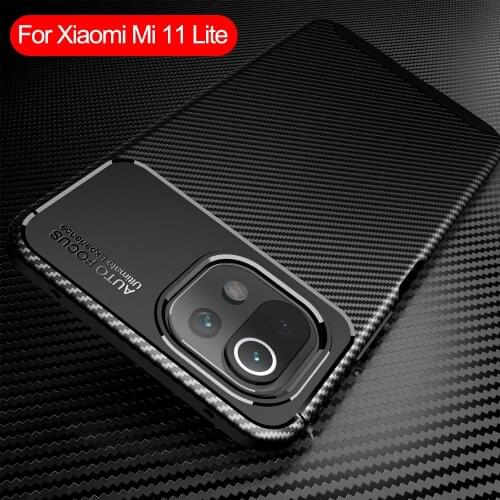 For Xiaomi Mi 11 Lite 10 Ultra POCO F3 M3 X3 NFC Redmi Note 10 Pro Case Carbon Fiber Texture Silicone Shockproof Soft Cover Capa