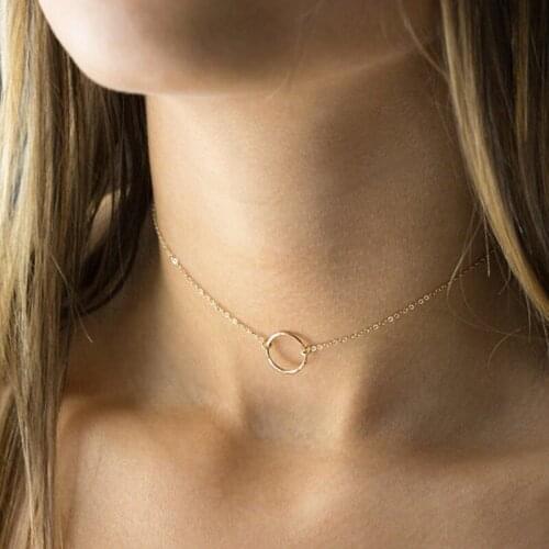 HebeDeer Choker Simple Necklace Chain Women Necklaces Jewelry Lovers Light Yellow Gold Color Trendy Trendy Stainless Steel