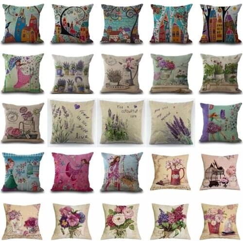 Provence Kissen lavender Decorative Pillows Sofa Cushion Cover Vintage Pillows Flowers Linen Throw Pillows Home Decor Pillow