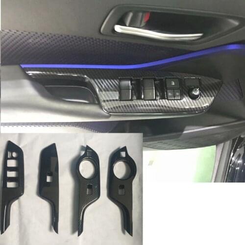 For Toyota CHR C-HR Car Window Glass Lift Switch Panel trim cover Accessories 2016-2020 CARBON FIBER STYLE