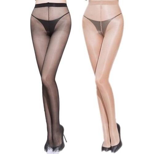 Women Oil Shiny Sheer Footed Tights 20D Shaping Silky Stockings High Waist Pantyhose Ultra Shimmery Stretchy Skinny Dance 094B