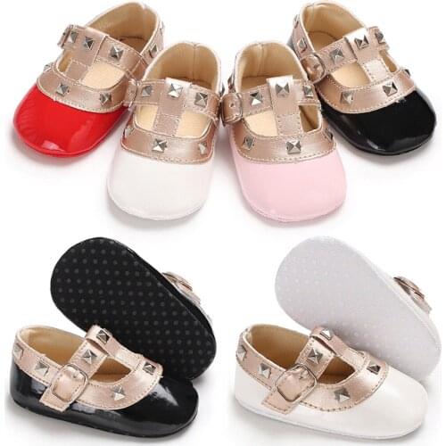 Newborn Baby Girls Bow Princess Leather Elegant Cute Shoes Anti-slip Soft Sole Crib Sneaker 2021