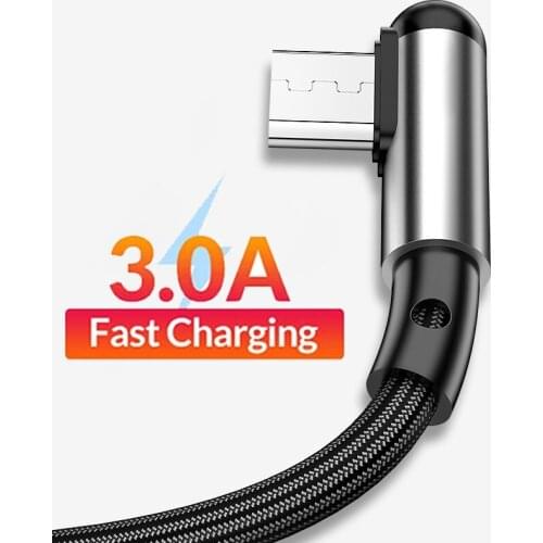 Micro USB Charge Cable 90 Degrees Elbow Fast Charging Wire For Samsung Xiaomi 11 Pro Redmi Mobile Phone Quick Charge Data Cord