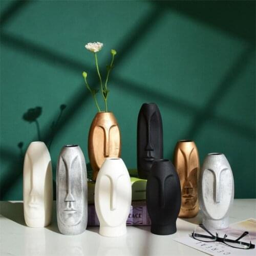 Nordic Ceramic Flower Vase Creative Abstract Human Head Art Face Modern Living Room Flower Arrangement Home Decoration Ornaments