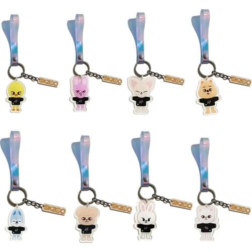 Kpop Stray Kids Skzoo Acrylic Keychain Laser Lantard Pendant K-pop Straykids Cute Skzoo Cartoon Key chain for fans collection