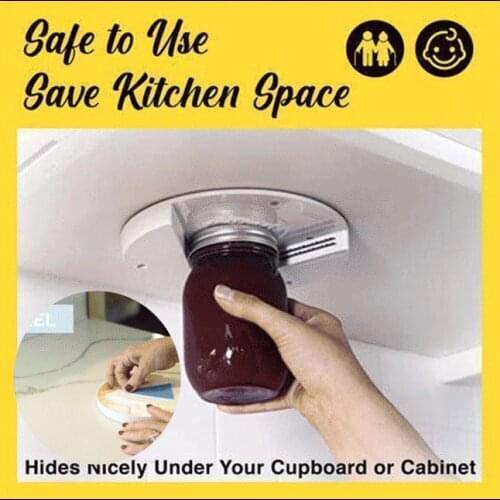 Jar Opener Multi-function Cap Opener Under Cabinet Professional Lid Cans Quick Opener Fit Any Sizes Simple Useful Kitchen Gadget