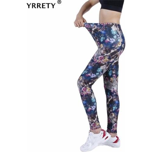 YRRETY Flower Leggings Women Sport Push Up Fitness High Waist Clothing Gym Workout Shining Star Pants Female Bottom Dropship