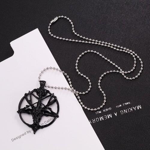 Hot-selling Necklace Sheep Head Skull Literature Art Restore Ancient Way Demon God Pan Round Pendant Punk Women Men Jewelry Gift