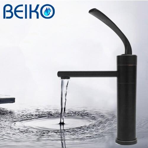 Matte Bathroom Deck Mounted Basin Faucet Black Sink Tap Single Hole Water Tap Hot and Cold mitigeur salle de bain mixer faucet