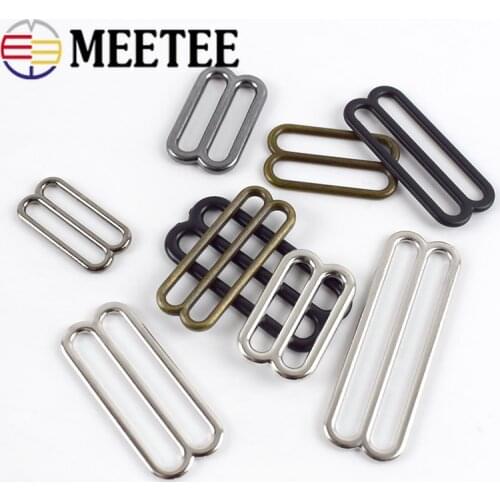 30pcs Meetee 6-50mm Metal 8-shaped Tri-Glide Buckles Adjust Bra Rings Sliders Strap Hook Buckle Clsap DIY Luggage Cloth Material