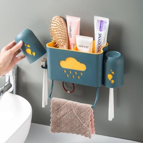 Multipurpose Toothbrush Holder Toothpaste Cosmetics High Capacity Storage Bathroom Accessories Home Kitchen Accessories Sets