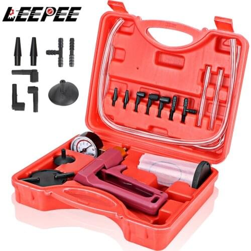 Multifunctional Hand Held Brake Bleeder Tester Set Carrying Case Vacuum Pump Car Automotive Self Kit Brake Bleeder Screw Adapter