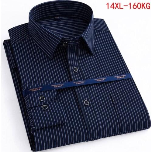 High quality 14XL plus Size autumn long Sleeve Dress Shirts Mens oversize 10XL 12XL Formal man formal Shirt cotton Blue black 54
