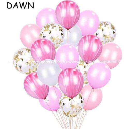 20pcs/lot Pink Confetti Balloons Bouquet White Clear Mixed Color Balloon Decoration Birthday Party Globos Cumpleanos Infantile