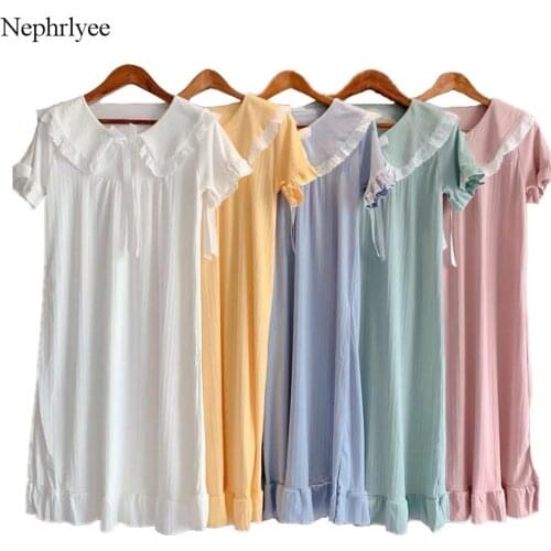 2021 New Sexy Nightgown Women Cute Sleepwear Summer Short Sleeve Nightdress Girls Princess Nightgowns Streetwear Homewear SLP250