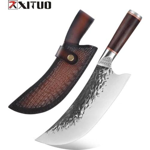 XITUO Cleaver Knife Kitchen Chef Knife Stainless Steel Razor Sharp Slicing Knife Meat Butcher Knife Hunting Survival Meat Knife