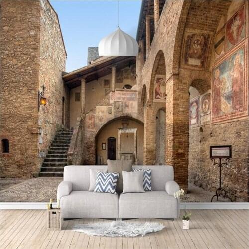 Beibehang Tailored to any size wallpaper Mural Photos 3D Mediterranean Castle Garden View Living Room TV backdrop wall paper