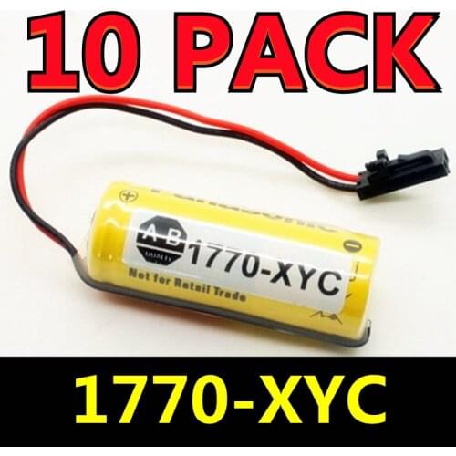 Original New 10 PACK A-B 1770-XYC 3V 1800mAh CNC PLC Lithium Industrial CPU Battery With Plug (Fresh DATE)