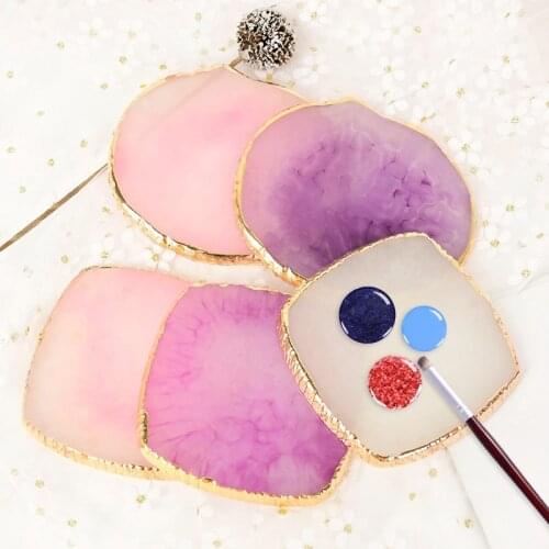 1pc Round Square Resin Agate Stone Color Nail Art Palette Gel Polish Pallet Palette Holder Manicure Display Tools Accessories