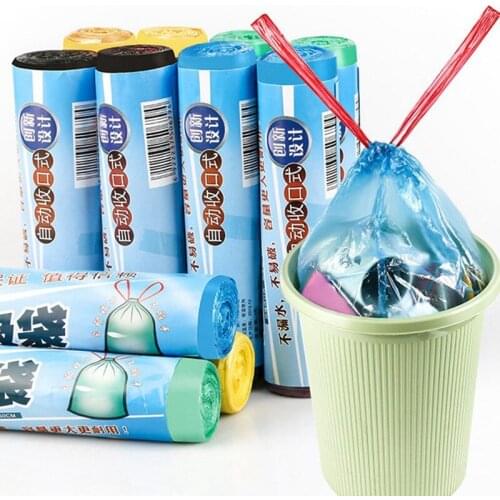 Garbage Bag with Drawstring 15/roll Point-Break Thicken Plastic Trash Bags Bedroom Bath Kitchen Rubbish Bags Home Cleaning Tool