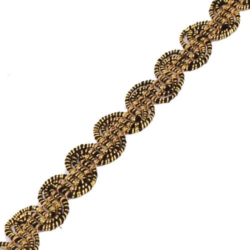 Braided Black Gold Gimp Lace Ribbon Fabric Fancy Trim Decorated Emellishment Trimming Applique Sewing Supplies 30yard T1778