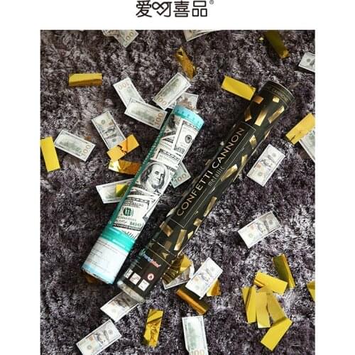 Party hand push gift fireworks spray dollar gold bar flower tube for Adult Party spray color party