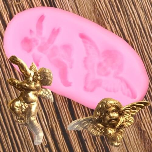 Angel Silicone Mold Cupcake Topper DIY Baby Birthday Party Cake Decorating Tools Cake Baking Fondant Chocolate Candy Moulds