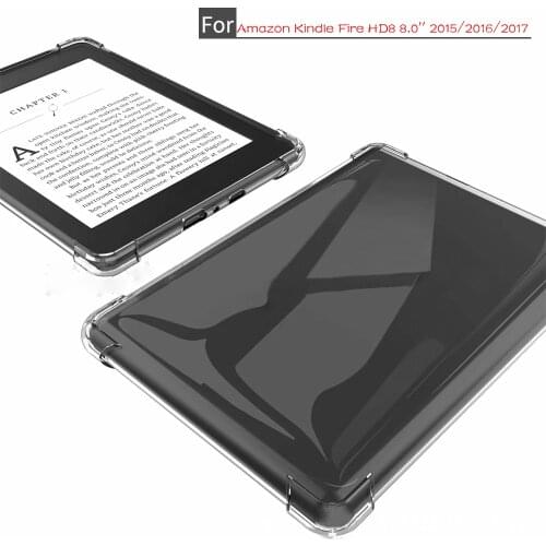 Silicon Case For Amazon Kindle Fire HD 8 8.0 inch 2015 2016 2017 hd8 8.0'' Clear Transparent Soft TPU Back Tablet Cover Capa