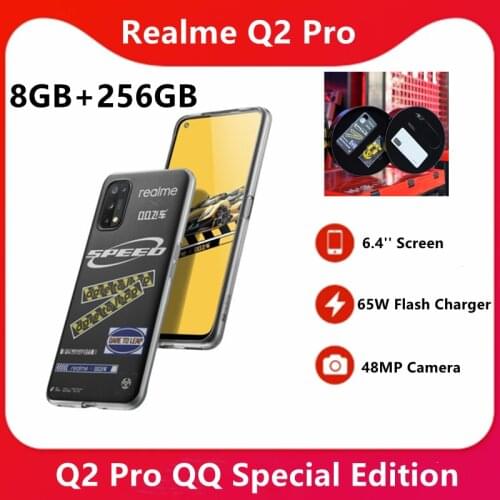 Original Realme Q2 Pro 8GB 256GB Special Edition 5G SmartPhone 65W Flash Charger 48MP Camera 6.4 AMOLED Screen 4300mAg Battery