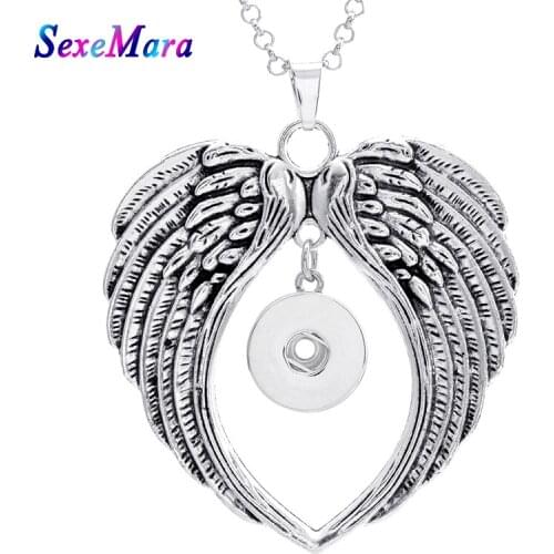 High Quality Angel Wing Snap button Pendant for 18MM / 20MM Snap Jewelry Necklaces Silver color Snap Necklace Pendants