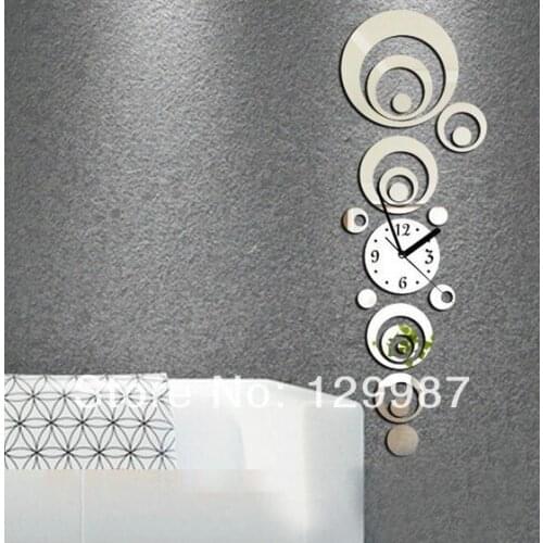 Free shipping DIY mirrored sticker decoration, wall clock , decorative clock , home room wall decoration