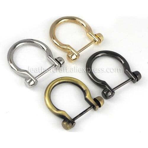 1pcs Metal Carabiner D Bow Shackle Fob Key Ring Keychain Hook Screw Joint Connector Buckle Lightgpold/ Silver/ Gun Black/ Bronze