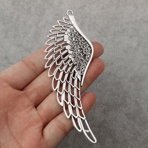 2pcs Antique Silver Color Large Angel Bird Eagle Wings Feather Charms For DIY Jewelry Pendant Making 38*108mm