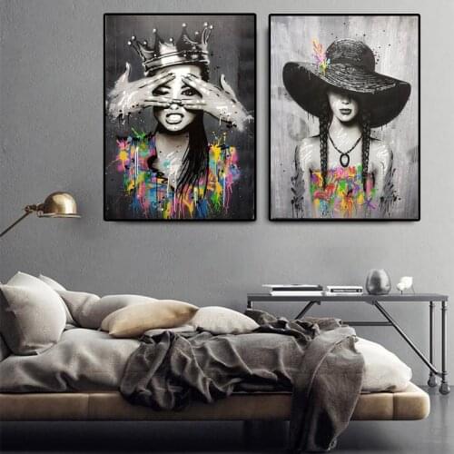 Abstract Girl Wall Painting Print On Canvas Wall Art Posters Graffiti Art Prints Modern Wall Pictures For Living Room Home Decor