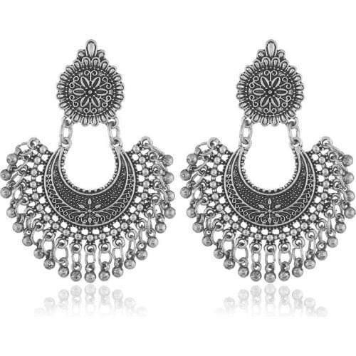 Bohemian ethnic vintage hollow carved water drop statement earrings fashion simple womens temperament tassel earrings jewelry