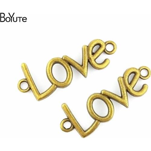 BoYuTe (60 Pieces/Lot) 40*16MM Vintage Accessories Parts Wholesale Antique Bronze Love Connectors Materials for Jewelry Making